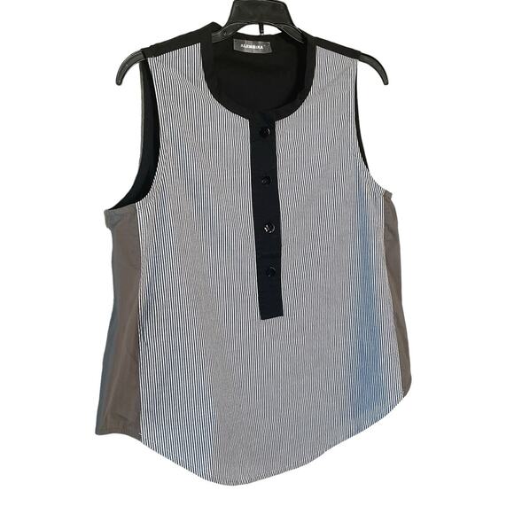 ALEMBIKA Women's Size US 6-8 Black Brown Pullover Sleeveless Cotton Top Israel - Picture 7 of 7